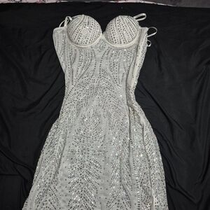 Elegant White Sequin Dress